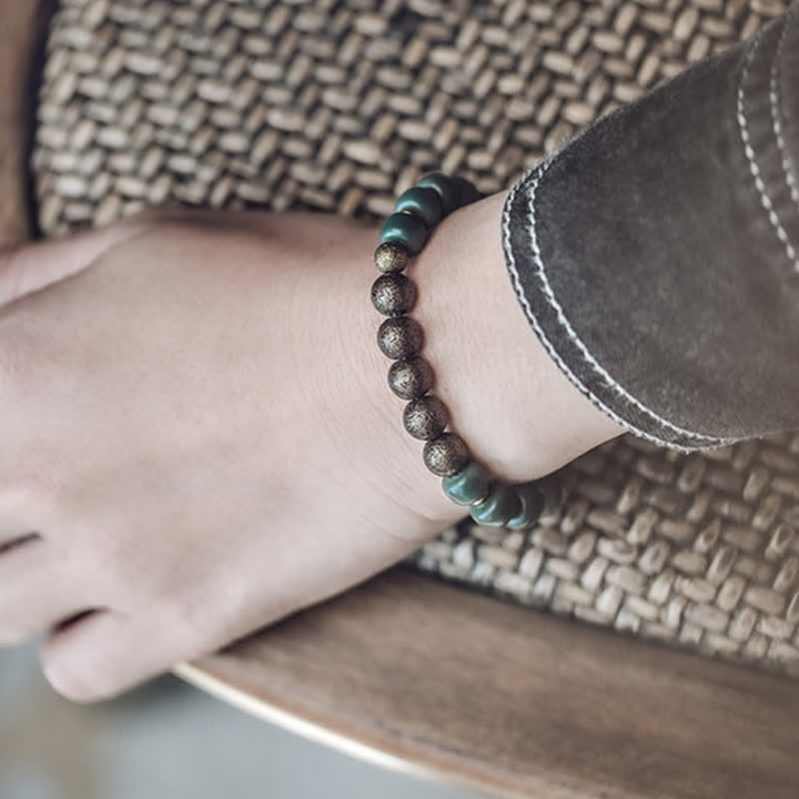 BWOOOH Tibetan Cyan Bodhi Seed Copper Success Bracelet | natural stone spiritual bracelet for healing and mindful living
