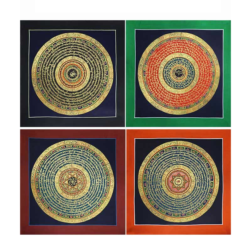 BWOOOH Tibetan Handmade Thangka Painting Spiritual Blessing Blind Box Random Color Pattern | natural stone Tibetan bracelet