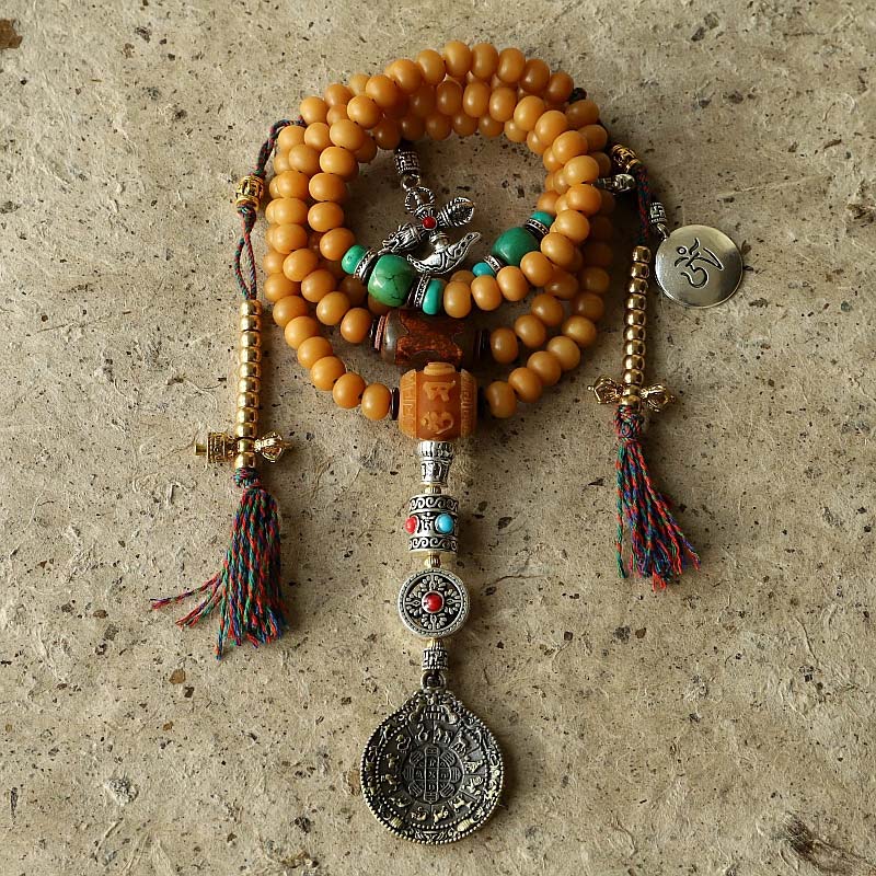 BWOOOH Tibet 108 Mala Beads Bodhi Seed Bagua Vajra Wealth Bracelet