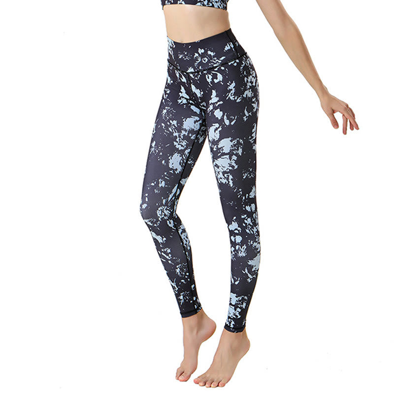 BWOOOH printed yoga leggings - Spots Maple Leaf Print Sports Exercise F