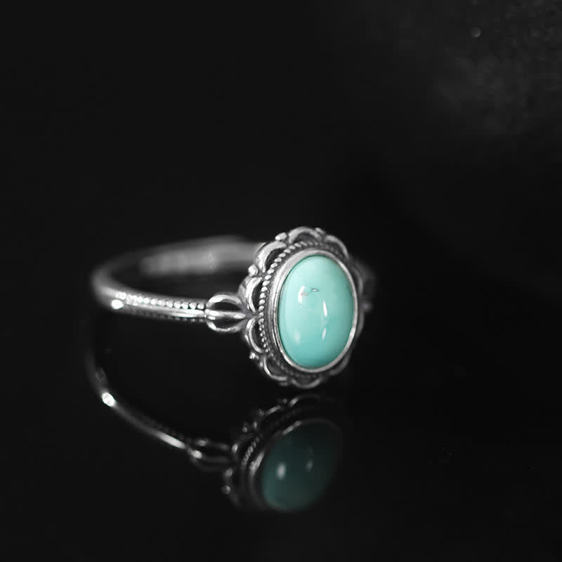 BWOOOH 925 Sterling Silver Tibetan Turquoise Red Agate Protection Ring