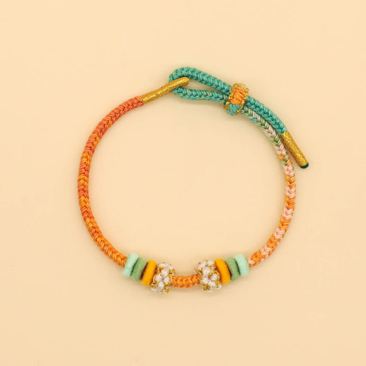 BWOOOH Handmade Eight Thread Peace Knot Peach Blossom Knot Luck Rope Braided Bracelet