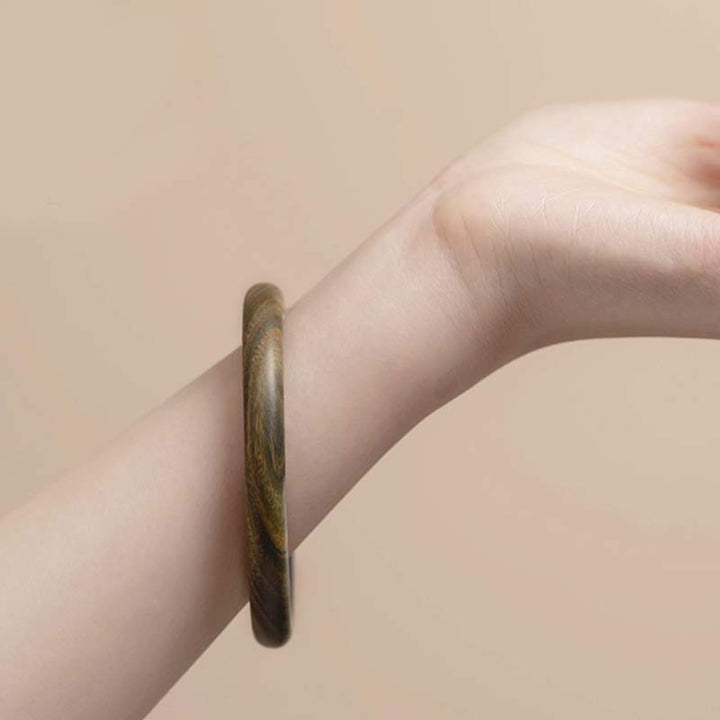 BWOOOH Tibetan Small Leaf Red Sandalwood Ebony Green Sandalwood Protection Bracelet Bangle