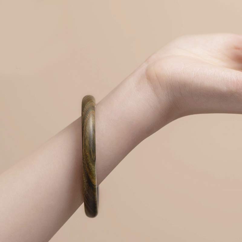 BWOOOH Tibetan Small Leaf Red Sandalwood Ebony Green Sandalwood Protection Bracelet Bangle