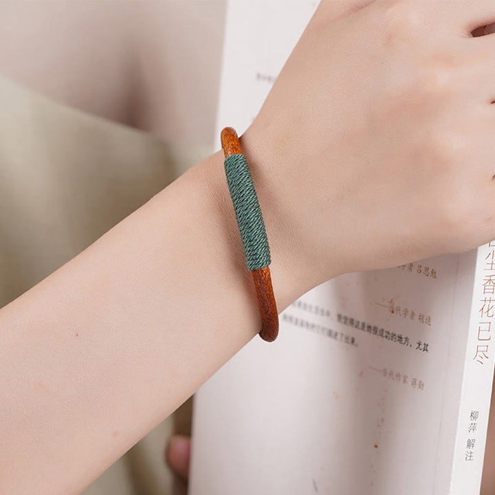 BWOOOH Tibetan Leather Handmade Five Elements Luck Braid String Buckle Bracelet