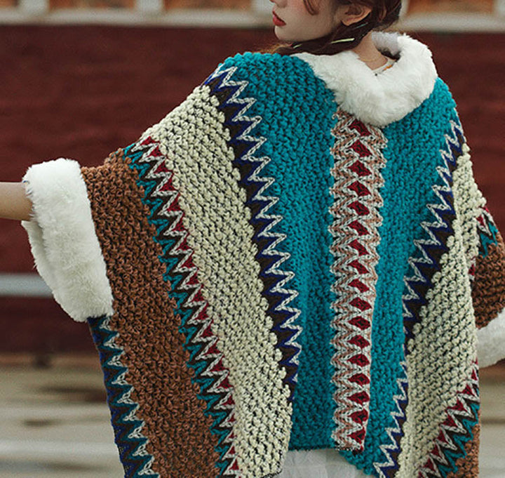 BWOOOH Tibetan Multicolored Striped Shawl Winter Cozy Tra
