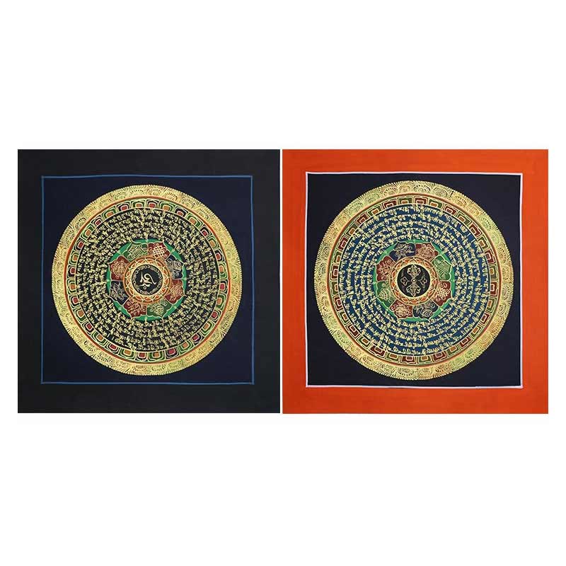 BWOOOH Tibetan Handmade Thangka Painting Spiritual Blessing Blind Box Random Color Pattern | natural stone Tibetan bracelet