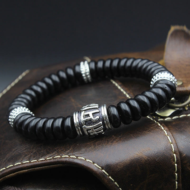 BWOOOH Natural Tibetan Coconut Shell Om Mani Padme Hum Positive Bracelet | spiritual healing bracelet
