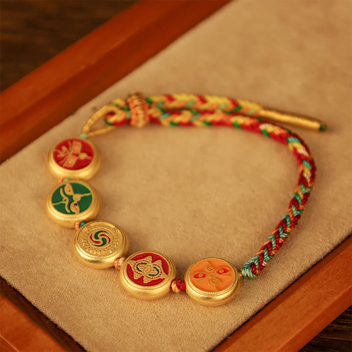 BWOOOH Tibetan Five God Of Wealth Colorful Rope Braided Luck Bracelet