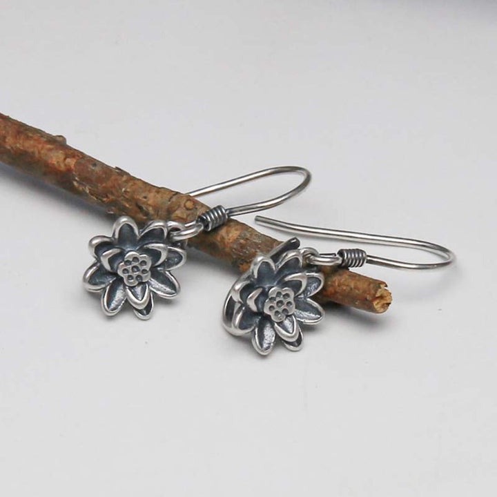 BWOOOH 925 Sterling Silver Lotus Flower Enlightenment Earrings