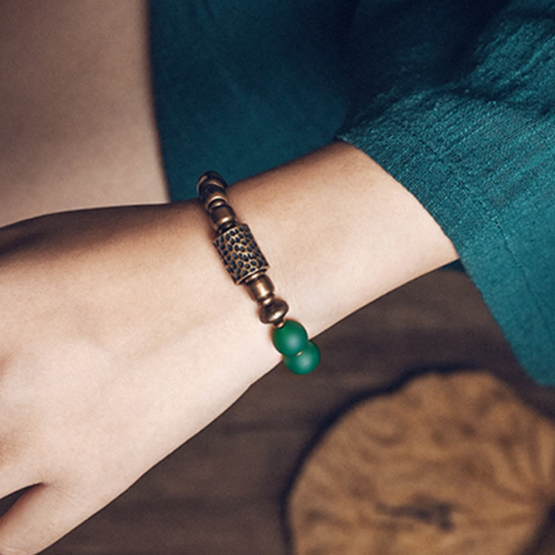 BWOOOH Tibetan Red Agate Green Agate Copper Confidence Fortune Bracelet