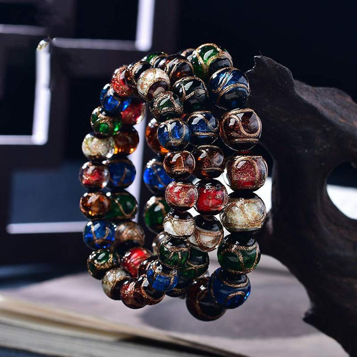 BWOOOH Colorful Liuli Glass Bead Luck Bracelet