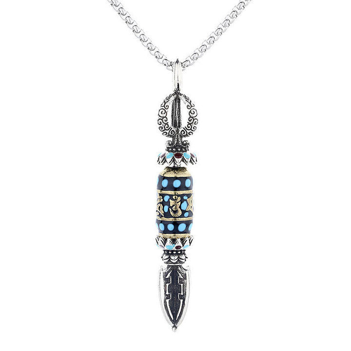 BWOOOH Tibetan Om Mani Padme Hum Protection Wealth Rotatable Necklace Pendant