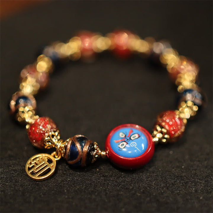 BWOOOH Tibetan Gold Swallowing Beast Family Five God Of Wealth Thangka Fortune Bead Bracelet