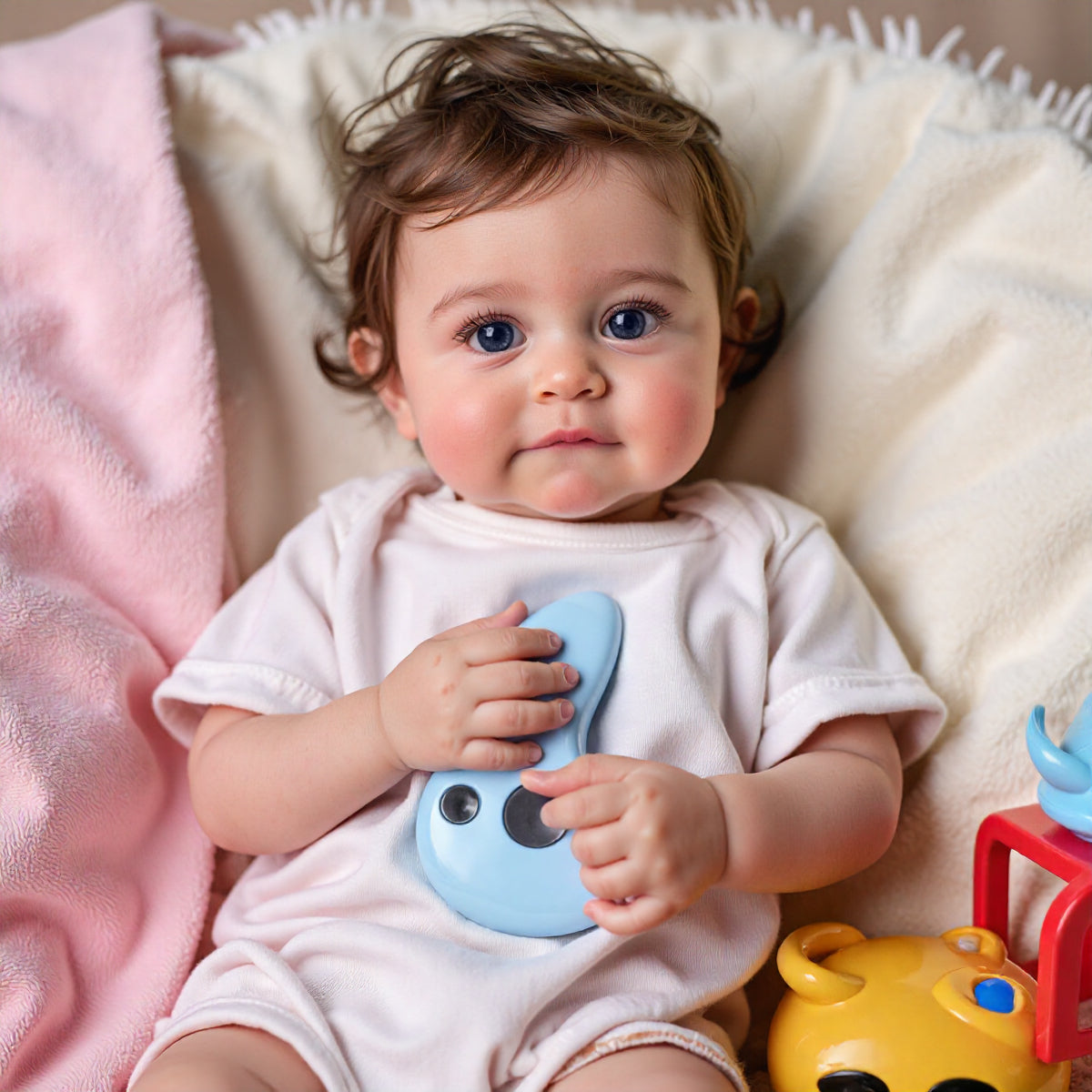 12 & 16 Inches Reborn Full Silicone Body Realistic Baby Doll , Toddler Flexible Baby Doll Boy or Girl Nancy with Clear Blue Eyes