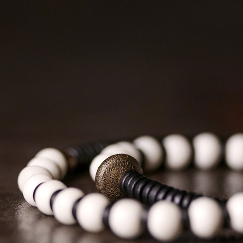 BWOOOH Bone Beads Ebony Wood Copper Strength Couple Bracelet