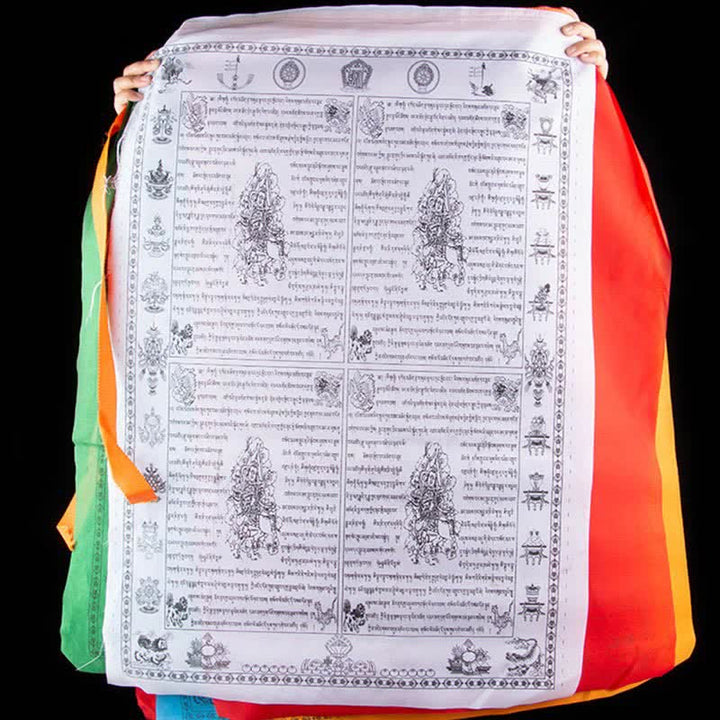 Buddha Stones Tibetan 5 Colors Windhorse Happiness Auspicious Outdoor Prayer Flag