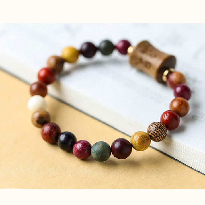 BWOOOH Tibet Multicolored Sandalwood Om Mani Padme Hum Protection Bracelet | spiritual healing bracelet