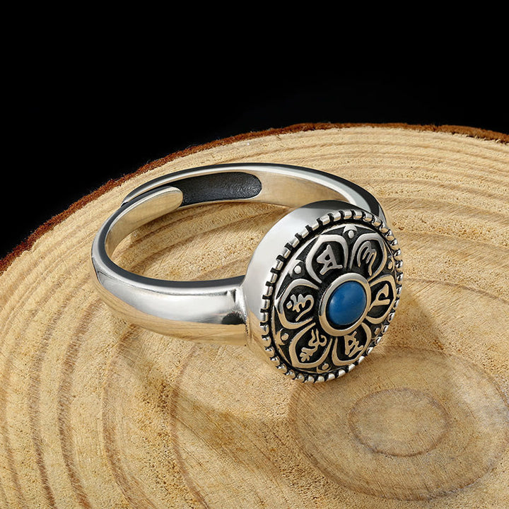 BWOOOH Tibetan Om Mani Padme Hum Peace Rotatable Ring