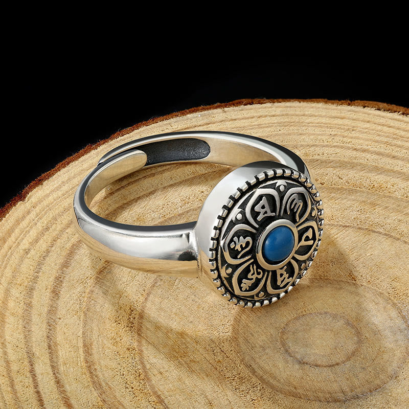 BWOOOH Tibetan Om Mani Padme Hum Peace Rotatable Ring