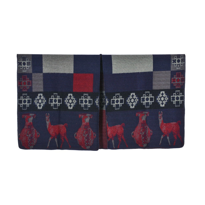 BWOOOH Tibetan Shawl Deer Vase Geometric Shapes Winter Co