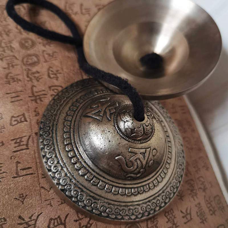 BWOOOH Tibetan Tingsha Bell Auspicious Cloud Six True Words Copper Wealth Decoration | Copper Tibetan bell