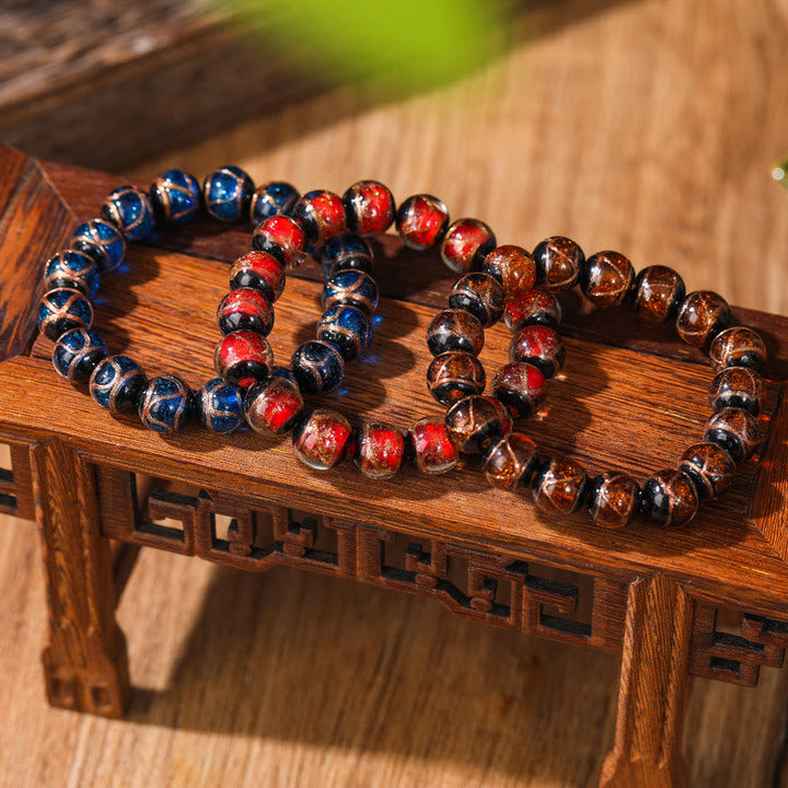 BWOOOH Tibetan Classic Liuli Glass Bead Luck Wealth Bracelet