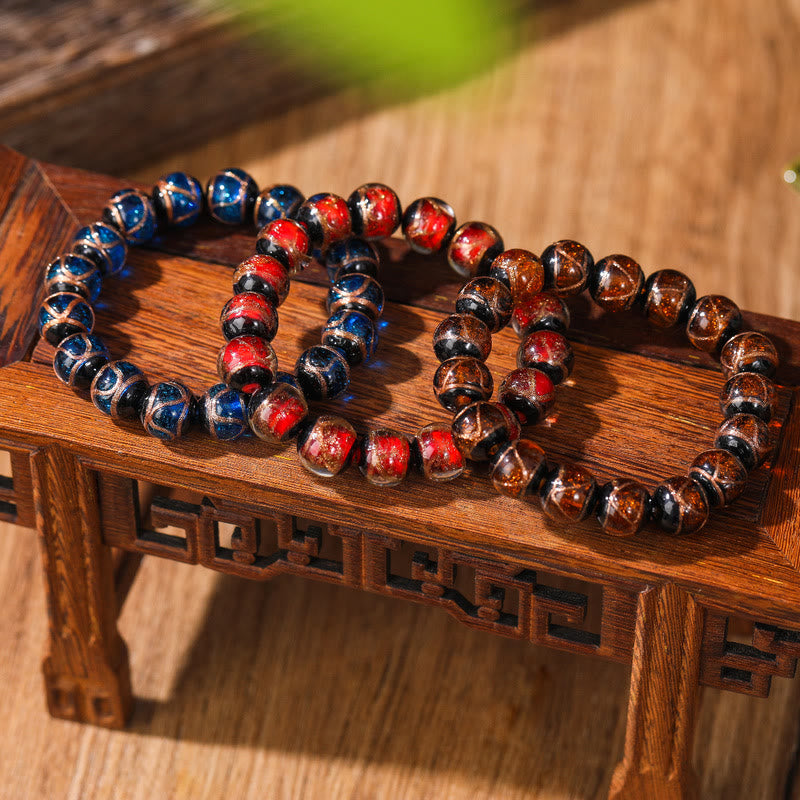 BWOOOH Tibetan Classic Liuli Glass Bead Luck Wealth Bracelet