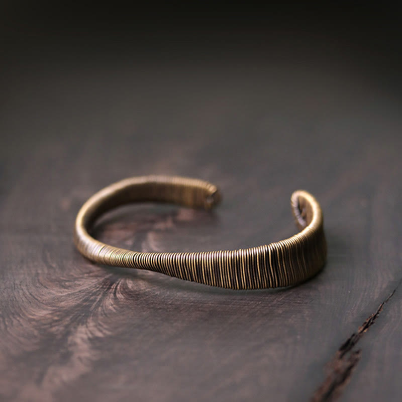 BWOOOH Simple Design Wrapped Brass Copper Luck Wealth Adjustable Cuff Bracelet | spiritual healing bracelet