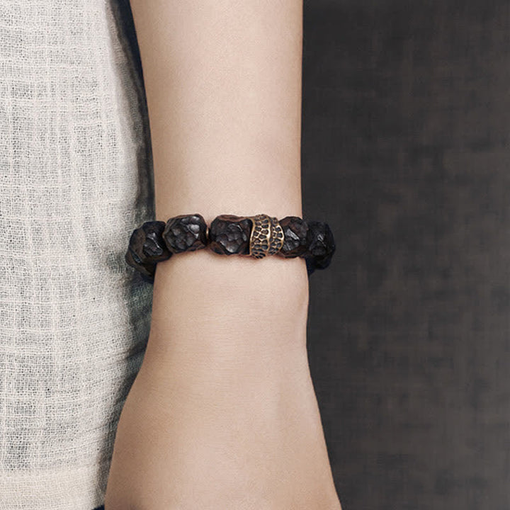 BWOOOH Ebony Wood Copper Peace Balance Couple Bracelet