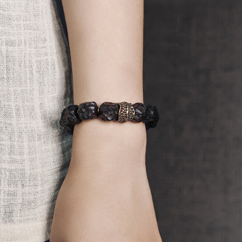 BWOOOH Ebony Wood Copper Peace Balance Couple Bracelet