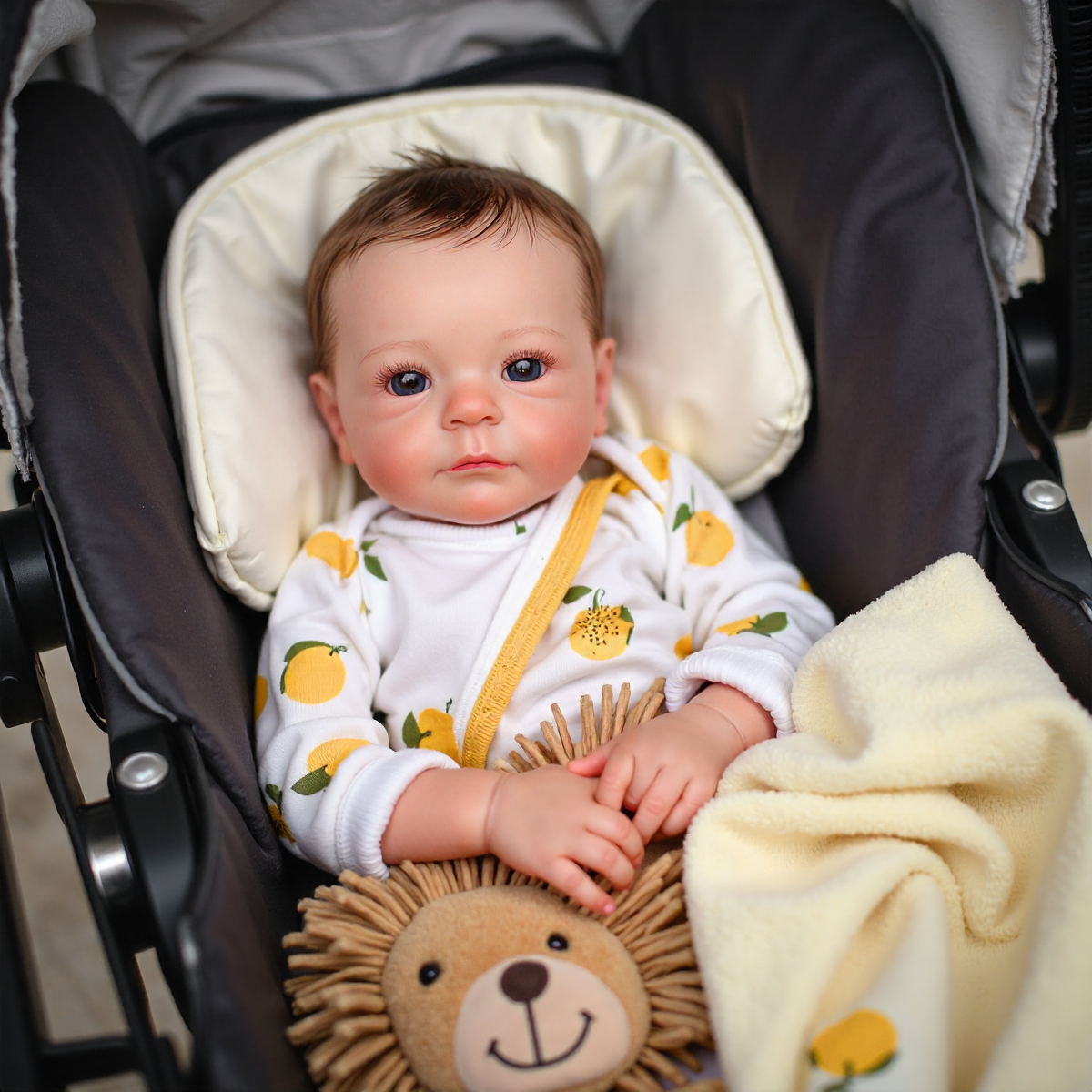 18" Lifelike Reborn Baby Girl Marisin Has Realistic Skin Blue Eyes and Brown Hair