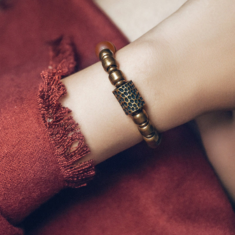 BWOOOH Tibetan Red Agate Green Agate Copper Confidence Fortune Bracelet