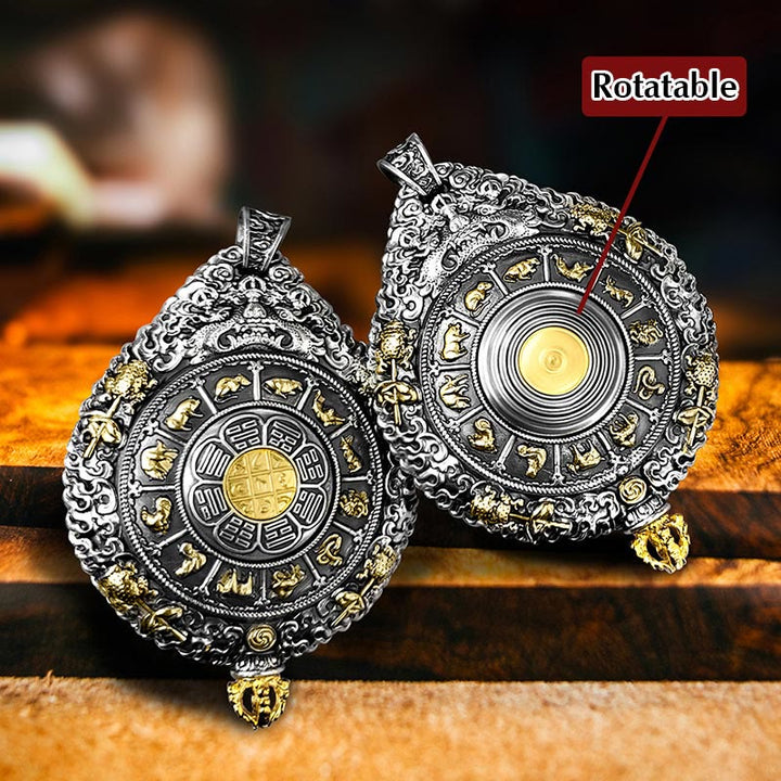 BWOOOH Chinese Zodiac Natal Buddha Thangka Nine Palaces Eight Diagrams Wealth Rotatable Necklace Pendant