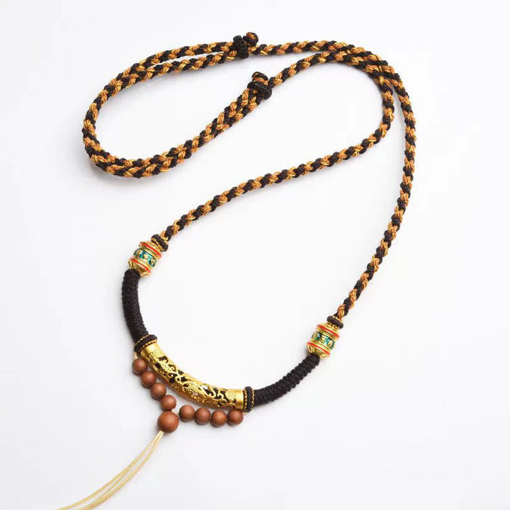 BWOOOH Tibetan Handmade King Kong Knot Om Mani Padme Hum Prayer Wheel String Necklace Pendant