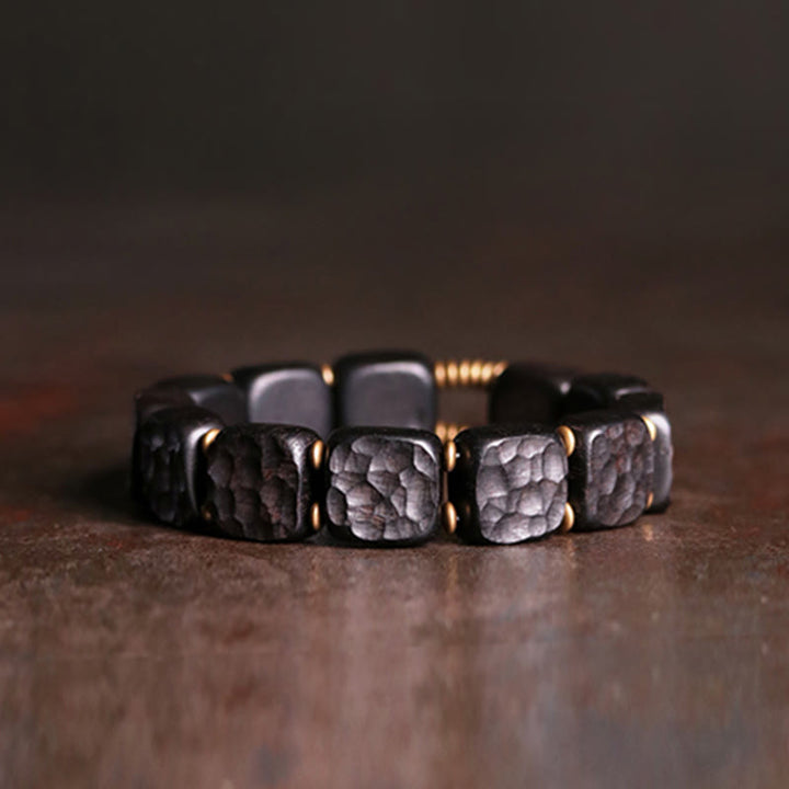 BWOOOH Retro Ebony Wood Texture Style Copper Peace Balance Bracelet