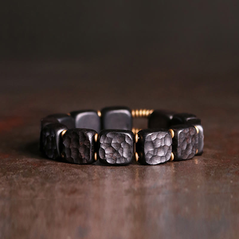 BWOOOH Retro Ebony Wood Texture Style Copper Peace Balance Bracelet