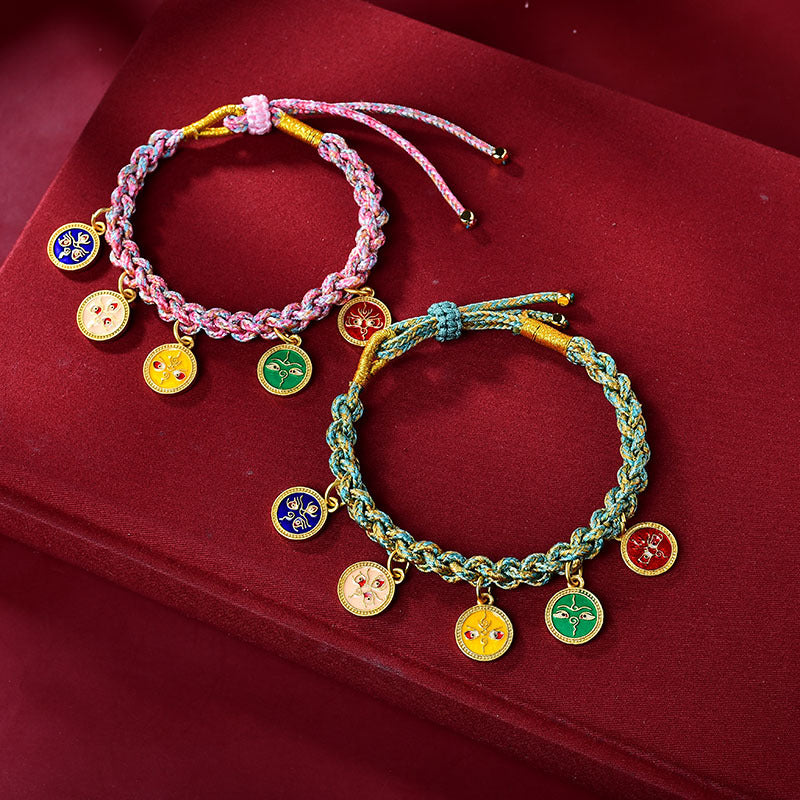 BWOOOH Handmade Tibetan Multicolored Rope Five God Of Wealth Luck Braid Bracelet