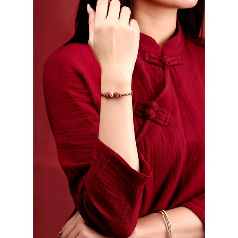 BWOOOH Handmade Dunhuang Color Luck Braid String Bracelet