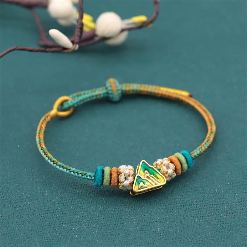 BWOOOH Handmade Eight Thread Peace Knot Peach Blossom Knot Luck Rope Braided Bracelet