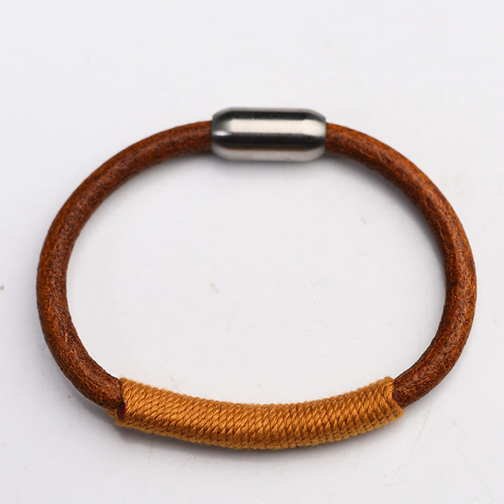 BWOOOH Tibetan Leather Handmade Five Elements Luck Braid String Buckle Bracelet