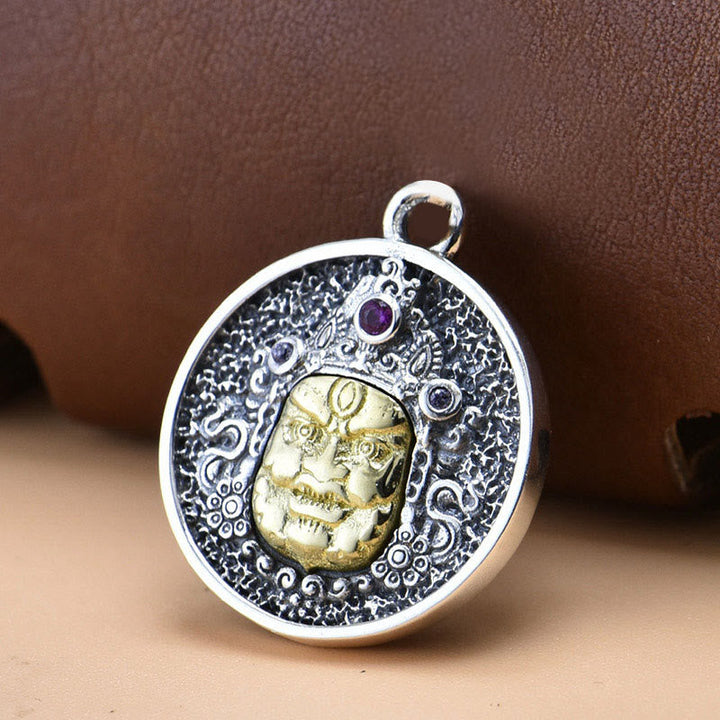 BWOOOH 925 Sterling Silver Zakiram Goddess of Wealth Dorje Vajra Spiritual Necklace Pendant