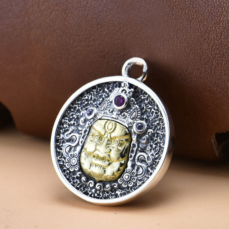 BWOOOH 925 Sterling Silver Zakiram Goddess of Wealth Dorje Vajra Spiritual Necklace Pendant