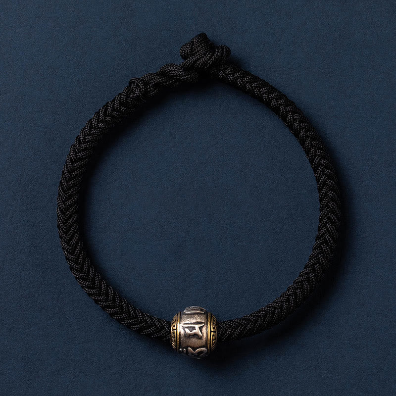 BWOOOH 925 Sterling Silver Tibet Handmade Om Mani Padme Hum Luck Protection King Kong Knot Braided Bracelet  -  Sterling Sil...