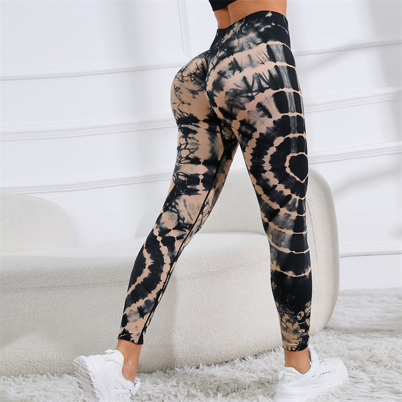 BWOOOH lotus print yoga leggings - Tie Dye Print Pants Sports Fitness Yoga 
