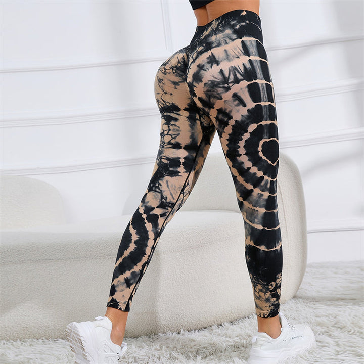BWOOOH lotus print yoga leggings - Tie Dye Print Pants Sports Fitness Yoga 