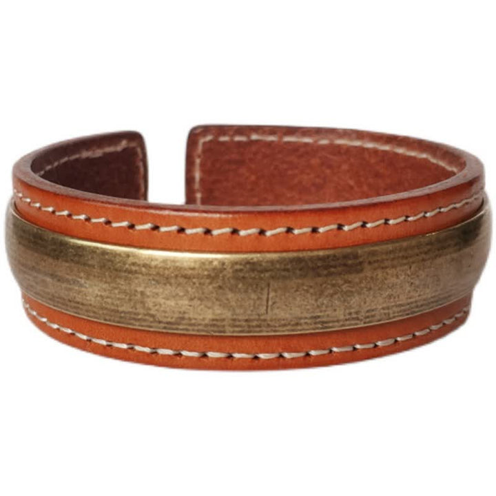 BWOOOH 2Pcs Om Mani Padme Hum Dragon Phoenix Copper Leather Peace Cuff Bracelet Bangle