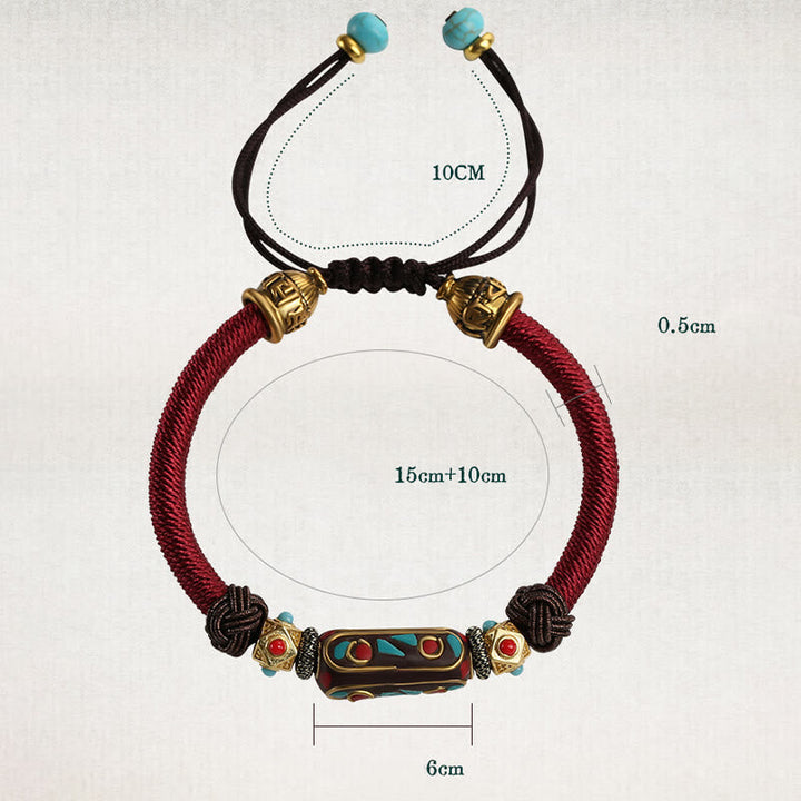 BWOOOH Handmade Tibetan Turquoise Om Mani Padme Hum Strength Braided Bracelet  -  Turquoise Tibetan bracelet for spiritual h...
