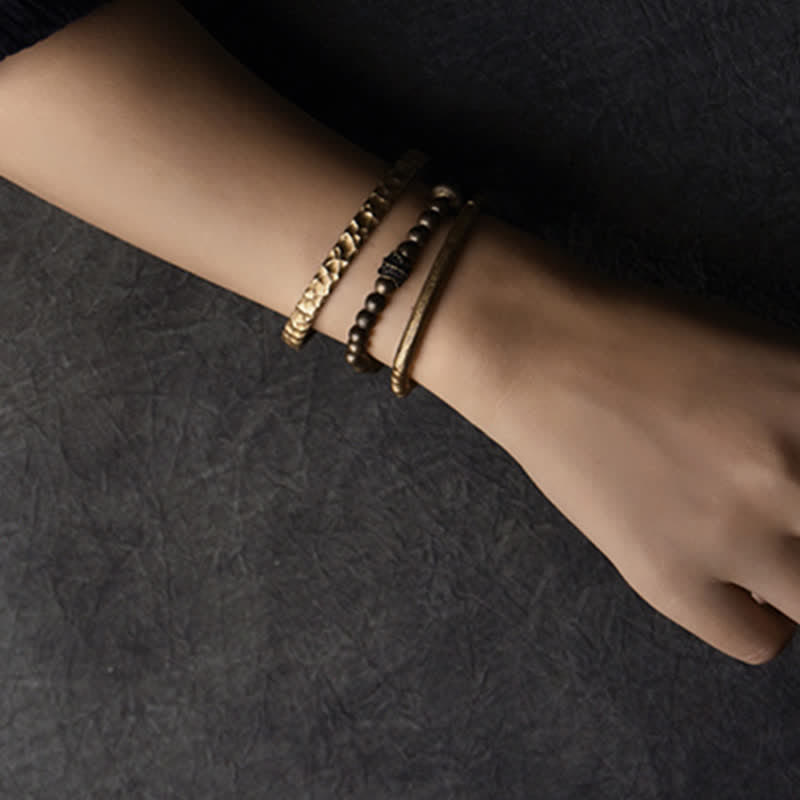 BWOOOH Lava Rock Stone Copper Balance Cuff Bracelet Bangle