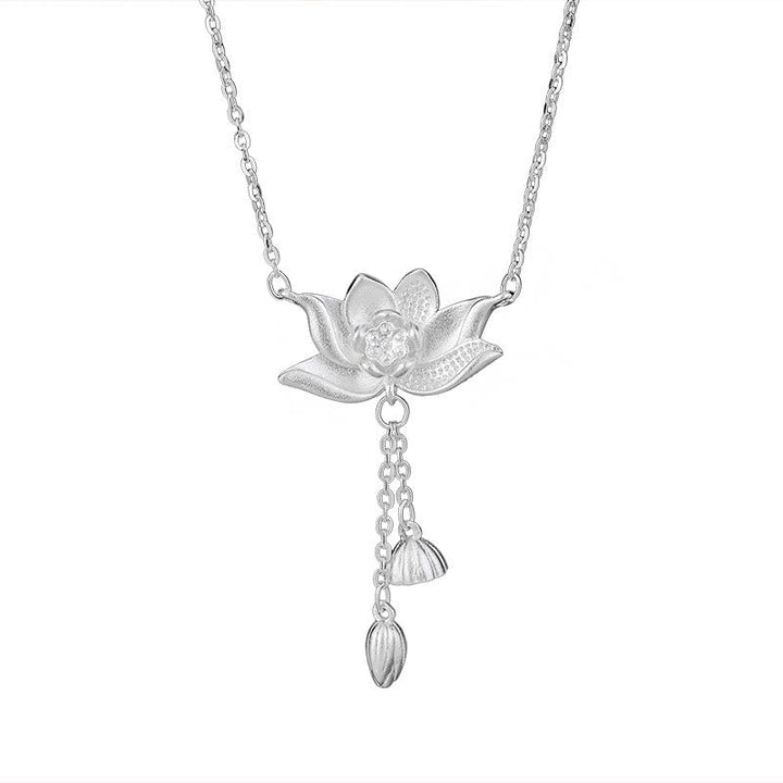 BWOOOH 999 Sterling Silver Lotus Flower Pod Carved Enlightenment Necklace Pendant